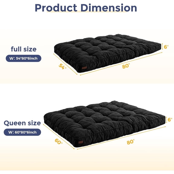 6 Inch Full Size Futon Mattress with Twisted Rope Edging and High-Density Foam for Sofa Bed