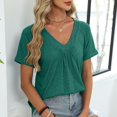 thumbnail image 7 of Spring Tops for Women 2026 Short Sleeve V Neck Womens T Shirts Casual Loose Fit Ruched Top Beach Vacation Clothes, 7 of 7