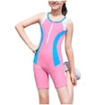 thumbnail image 3 of MKOSPLRT Girls Boyleg One Piece Swimsuit Athletic Bathing Suit Sleeveless Competitive Swimwear Color Block Sporty Surf Rashguard Size 8-16Y, 3 of 9