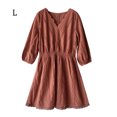 thumbnail image 1 of Vestido de encaje con cuello en V, cintura alta, verano, una línea, mini vestido corto hueco, naranja, L Eigraketly AP001265-07B, 1 of 7