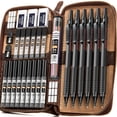 thumbnail image 1 of Nicpro 30PCS Black Metal Mechanical Pencils Set in Leather Case, Art Drafting Pencil 0.5, 0.7, 0.9 mm, 2mm Lead Pencil Holders for Sketching Drawing, 1 of 7