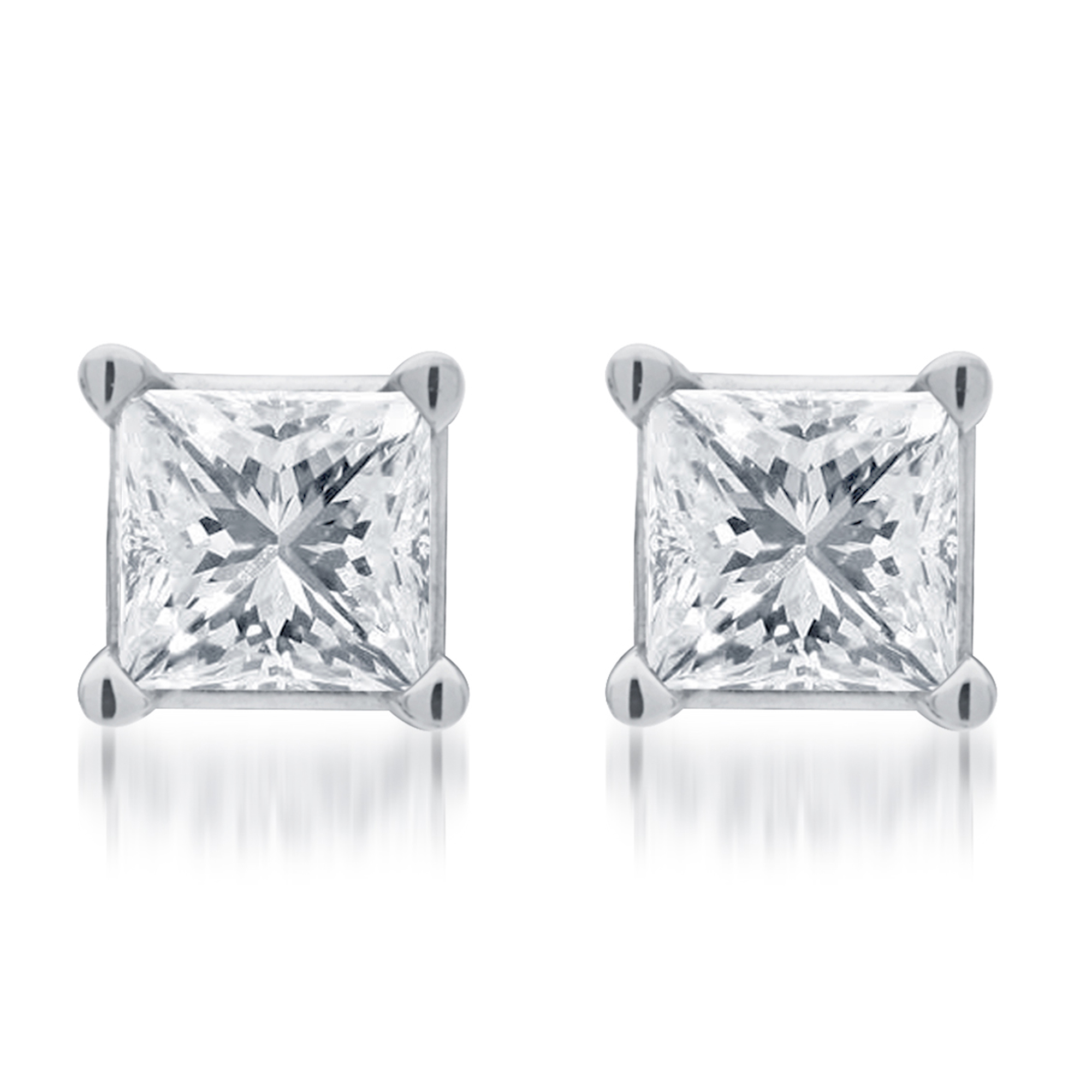 1/2 Carat T.W. Genuine Round White Diamond 14kt White Gold Stud Earrings, IGL Certified