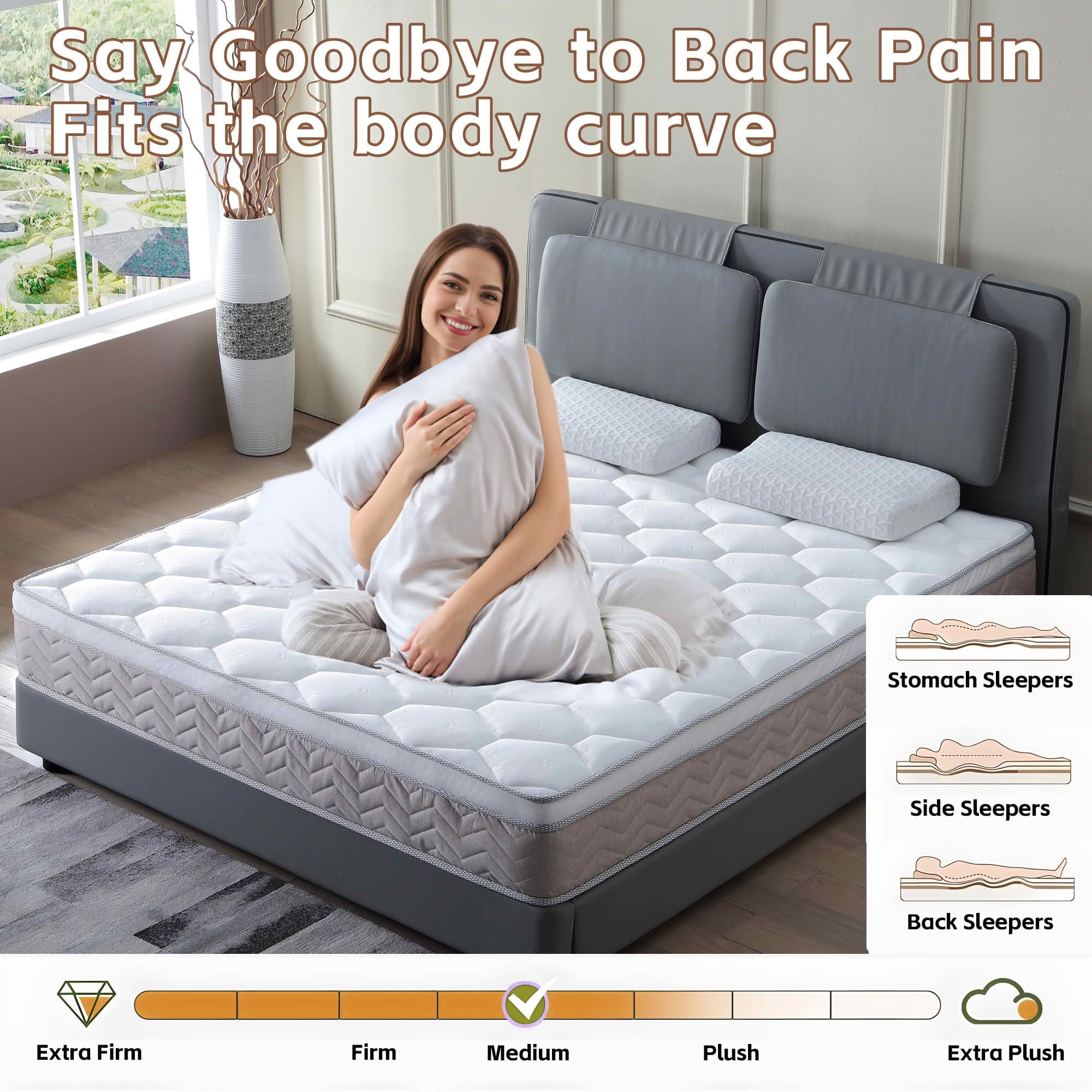MAYEERTY 12 Inch Hybrid Mattress in a Box, Individual Pocket Coil Medium Firm Memory Foam