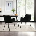 thumbnail image 3 of Zesthouse Boucle Dining Chairs Set of 2, Modern Teddy Fabric Small Accent Arm Chairs with Black Legs, Mid Century Comfy Chairs for Living Dining Room, Black, 3 of 13