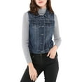 thumbnail image 2 of INSPIRE CHIC Women's Washed Denim Button Sleeveless Vest Jacket with Pockets XS Blue, 2 of 7