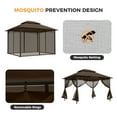 thumbnail image 3 of HAPPATIO Patio Gazebo 10' X 12', Ventilated Double Roof & Mosquito Netting, Outdoor Gazebo with Metal Frame, Soft Top Canopy for Backyard, Deck, Poolside, 3 of 8