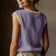 thumbnail image 5 of Diufon Summer Tops for Women Cotton Linen Lace Trim Cap Sleeve Tank Top Casual Crewneck Beach Vacation Blouses, 5 of 9