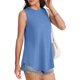 thumbnail image 5 of Blusa de manga larga,Camiseta sin mangas de color liso para mujer, cuello redondo, mezcla elástica informal, para uso diario y en casa, sopatenor, 5 of 8