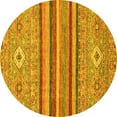 thumbnail image 1 of Ahgly Company Machine Washable Indoor Round Abstract Yellow Modern Area Rugs, 8' Round, 1 of 4