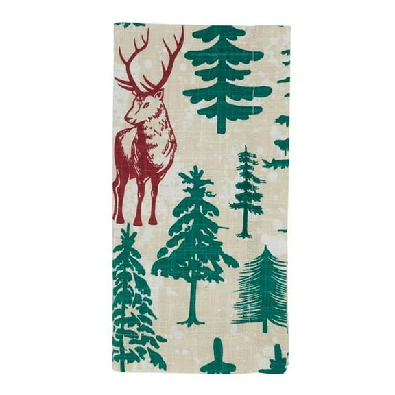 Saro Lifestyle Deer and Trees Design Table Napkin (Set of 4)