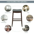thumbnail image 6 of Gymax Set of 2 Nailhead Saddle Bar Stools 29'' Pub Chairs with Rubber Wood Legs Brown, 6 of 9