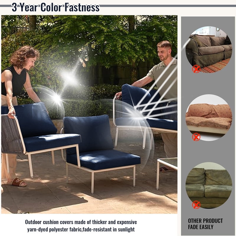 YLLN 14-Piece Sofa Cushion Set, 4in Thick Replacement Cushions For Outdoor Furniture, Water-Resistant Patio Outdoor Sectional Cushions, For 6-Seat Sectional Patio Conversation