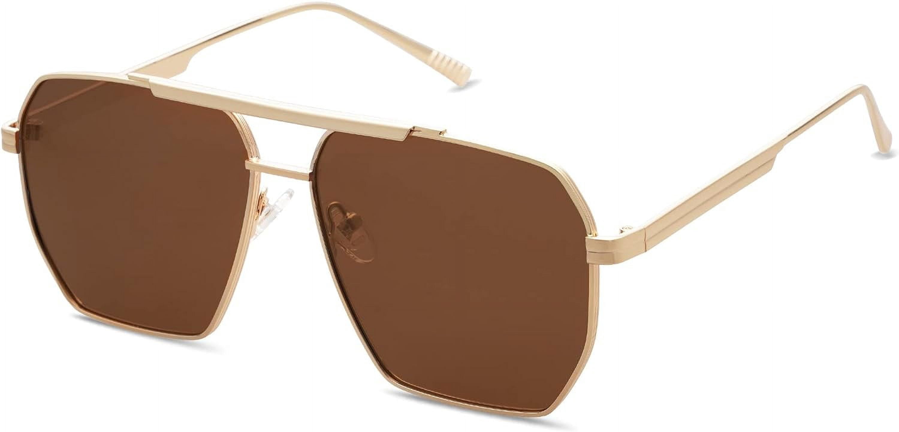 Oversized Aviator Sunglasses Retro Vintage Gold Metal Frame UV400 Oversized Square Aviator Sunglasses for Men Shades Gold  main image 2