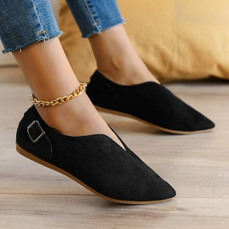 

Women‘s Loafers Slip-on Casual Shoes Suede Soft Pointed Toe Flats