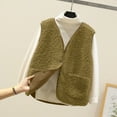 thumbnail image 2 of Patlollav Women's Coat Short Jacket Winter Sleeveless Fleece Button Solid Outerwear, 2 of 6