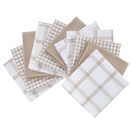 

T-fal-T-Fal Textiles 12-piece Flat Waffle Cotton Kitchen Dish Cloth SetSand