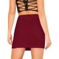 thumbnail image 2 of Falda Corta de algodón elástico de Punto Acanalado para Mujer, Negro Rojo vino M Rojo vino M Xishao ropa, 2 of 2