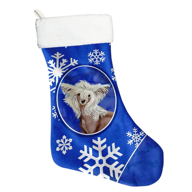 Chinese Crested Winter Snowflakes Snowflakes Holiday Christmas Stocking ...