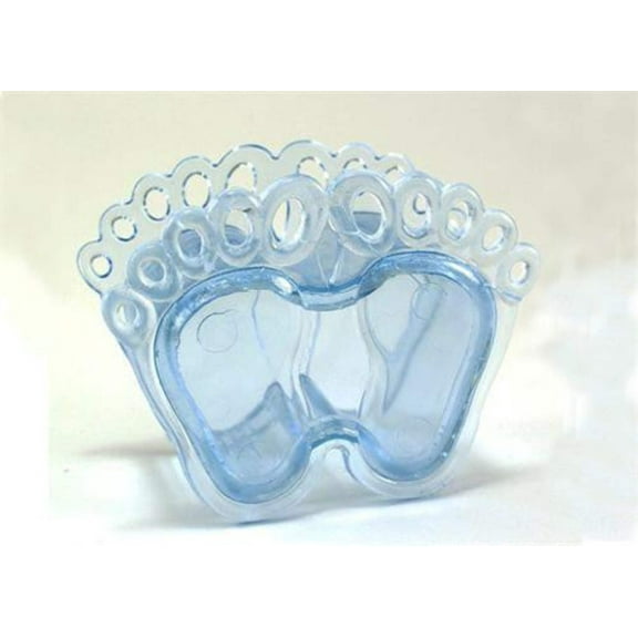 Plastic Baby Feet Favor Box Clear Blue(12 Pieces)
