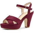 thumbnail image 1 of Sandalias Tacón Grueso Allegra K Plataforma Para Mujer Burgundy 41, 1 of 7