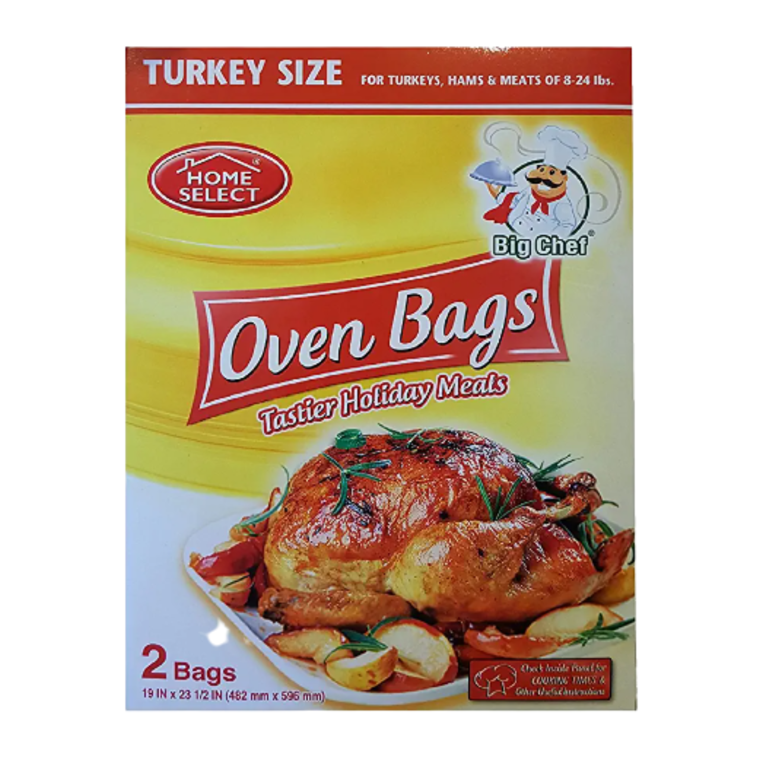 Home Select Oven Bags Large Size (16 Inch x 17.5 Inch) 4 Bags; for Meats,  Fish & Vegetables up to 8 lbs