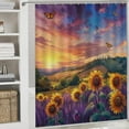 thumbnail image 5 of 4Pcs Floral Oil Painting Shower Curtain Set with Rugs, Toilet Lid Cover and Bath Mat, Purple Butterfly Rustic Field Bathroom Curtains Decor Shower Curtains, 72" x 72", 5 of 8