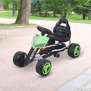 Aosom Kids Go Kart, 4 Wheeled Ride On Pedal Car, Racer for Boys and Girls for Outdoor - Green