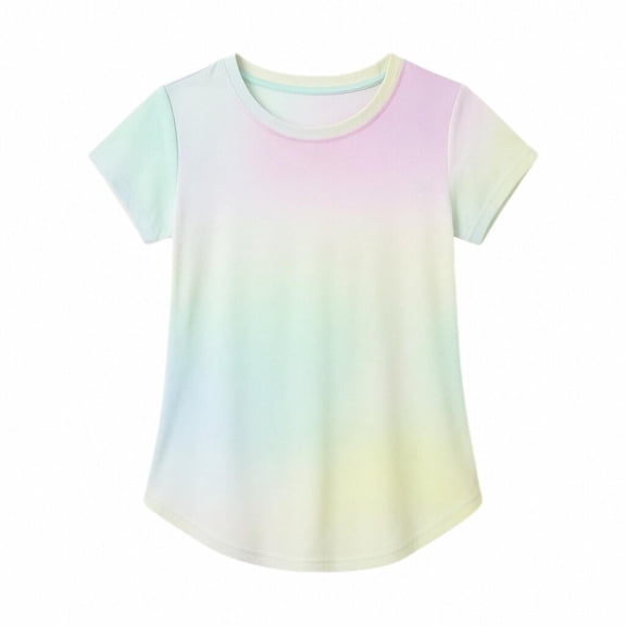Lullu Girls Athletic Short Sleeve Mesh T-Shirt Breathable Sports Tee Casual T Shirt Top, Sizes 3-13