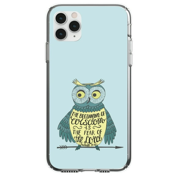 DistinctInk Clear Shockproof Hybrid Case for iPhone 13 (6.1" Screen) - TPU Bumper, Acrylic Back, Tempered Glass Screen Protector - Proverbs 9:10 - Beginning of Wisdom is Fear of Lord