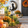 thumbnail image 5 of Halloween Crescent Moon Pumpkin Solar Stake Light, Star Hollow Cutout Ground Lamp, Anti Rust Halloween Decorations Party for Yard Walkway black, 5 of 7