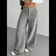 thumbnail image 4 of Pantalones Anchos de para Mujer, Rectos, con Botones y Cremallera Frontal, y Bolsillos Gris L, 4 of 10