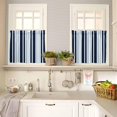 thumbnail image 4 of Navy Blue Grey Striped Kitchen Curtains, Modern Minimalist Ombre Lines 3-Piece Kitchen Curtain Valance and Tiers Set 36 Inch Length, Rod Pocket Half Window Curtains for Cafe Living Room Bathroom, 4 of 6