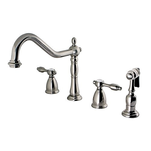 Kingston Brass Tudor 8" Center Kitchen Faucet With Brass Sprayer