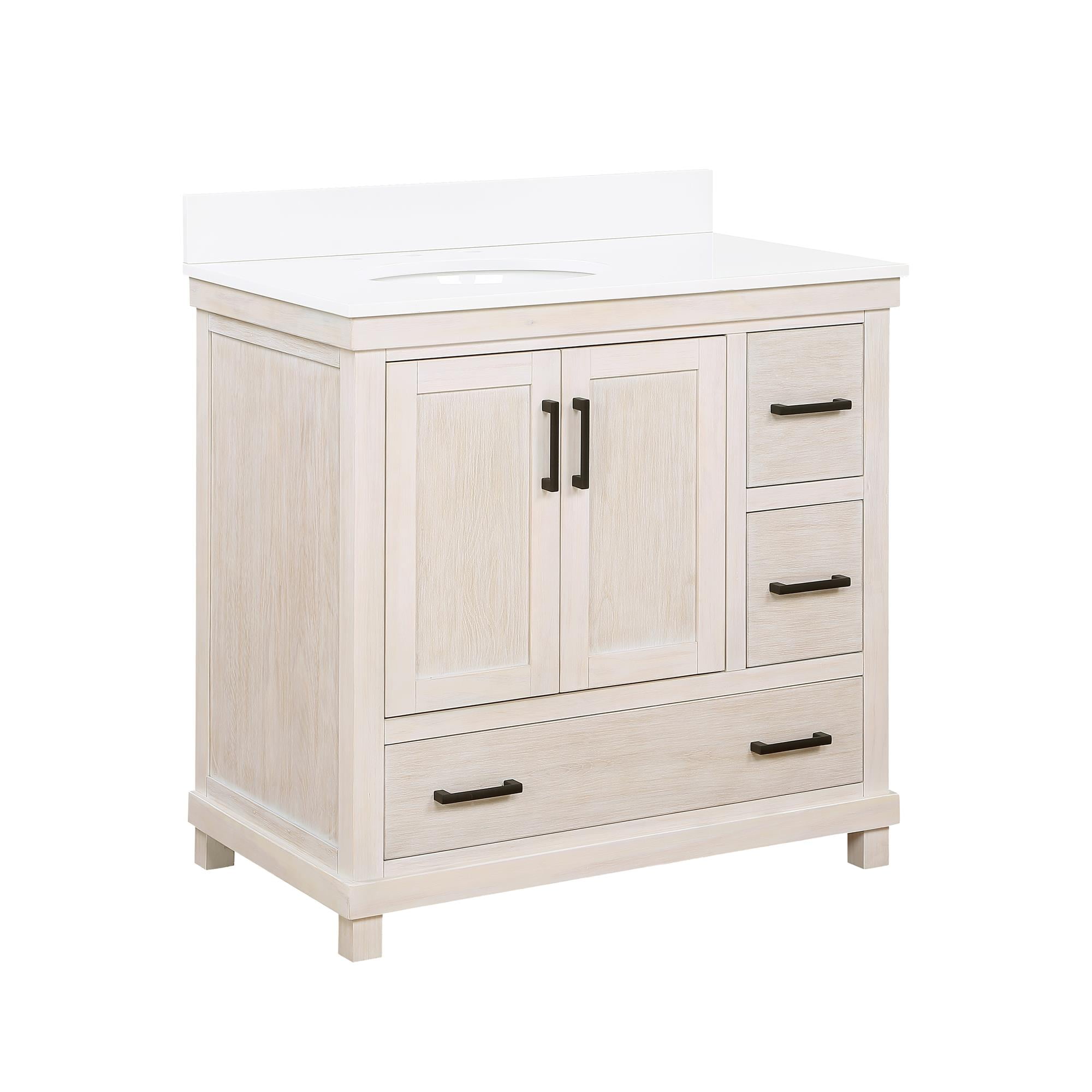 DHP Sunnybrooke 36 Inch Bathroom Vanity w/ Sink, Rustic White