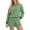 Double green stripes, variant on MOYIKO Two Piece Sets for Women Long Sleeve Waffle Knit Striped Tops and Shorts with Pockets Fall Casual Clothes Size L