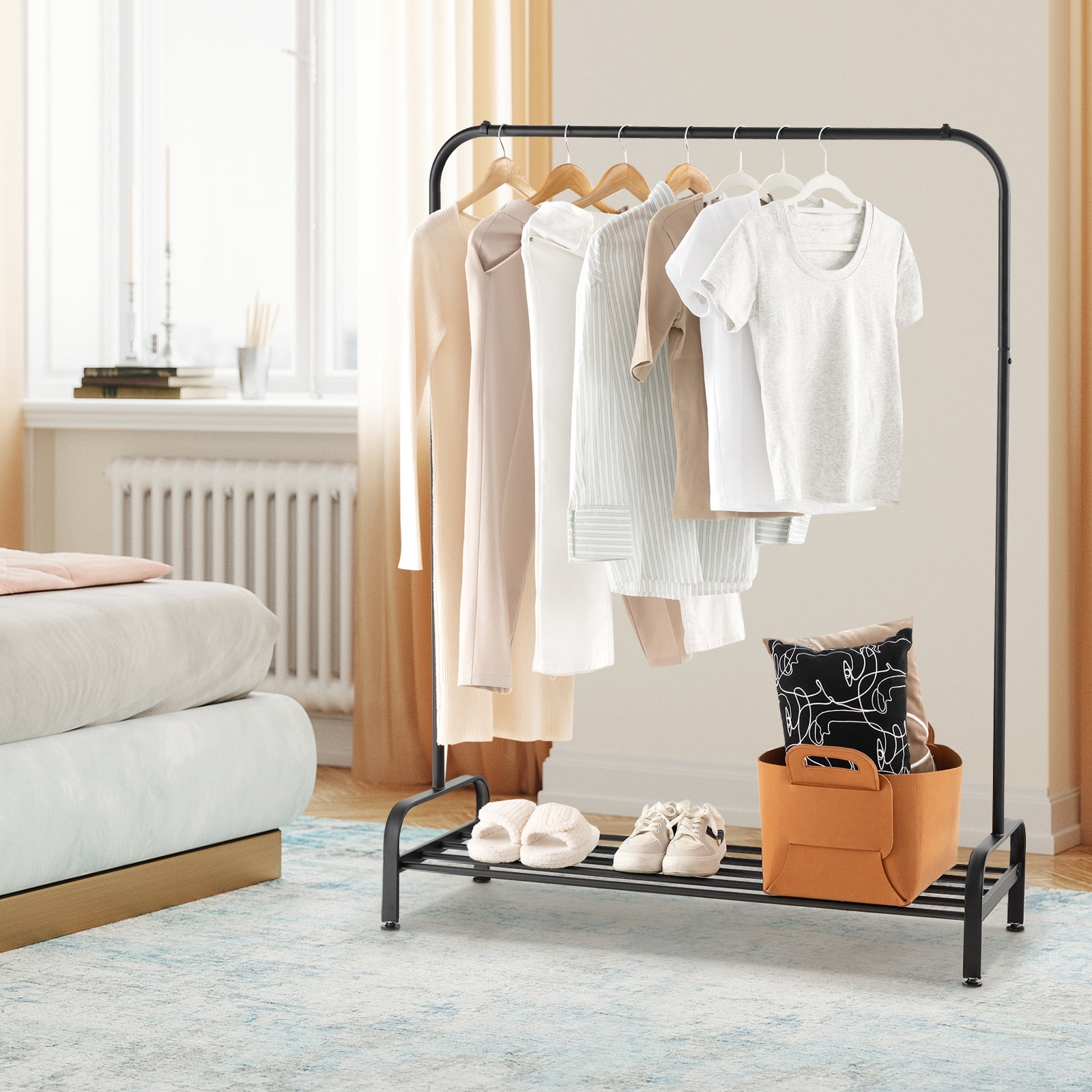 PENDERIE MOBILE Porte-vêtements En Métal Robuste Pour Intérieur,chambre à Coucher,manteau,chaussures,avec Tige Supérieure Et étagè - Maison