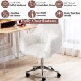 thumbnail image 6 of Makeup Vanity Chair, SYNGAR Fluffy Upholstered Vanity Seat w/ 360 Degree Swivel, Modern Faux Fur Dressing Chair, Height Adjustable Seat, Plush Vanity Seat & Back for Bedroom Living Room, White, D2688, 6 of 10