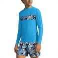thumbnail image 2 of Bathing Suits for Teens Rash Guard Swimsuits Set for Boys Hawaiian Print Long Sleeve Swim Shirt with Swim Trunks Vacation Modest Two Piece Swim Set for 3-14Years, 2 of 7