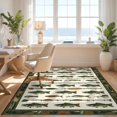 thumbnail image 3 of Design&I 8'x10' Washable Area Rug Fishing Vintage Bass Lure Trophy Motifs Border Wildlife Cabin for King Size Bedroom, Under Bed, Sleek Flatweave Pet Friendly, 3 of 7