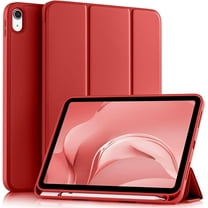 Compatible with iPad (A16) 11th Generation Case 11 Inch 2025, for iPad 10th Generation Case 10.9 Inch 2022 with Pencil Holder, Slim Trifold Stand Protective Cover with Soft TPU Back, Red