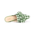 thumbnail image 4 of BLISSFUL STEP Women Stripe Bow Pointed Toe Block Heel Slides Mules Green 11, 4 of 7