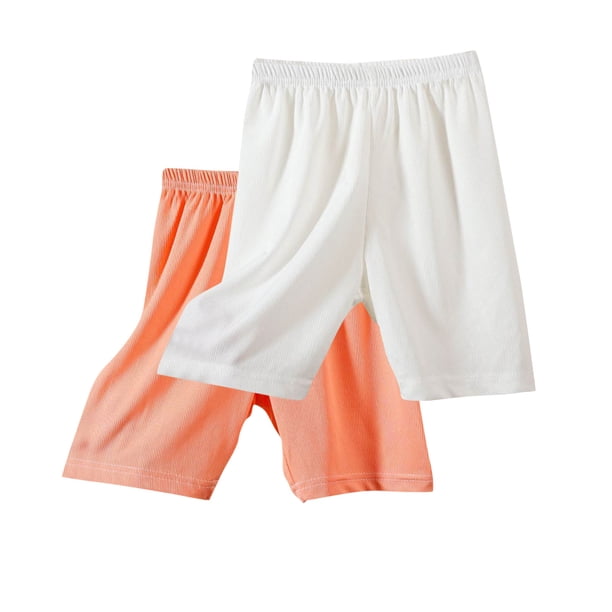 Odeerbi 2-12 Años Niñas 2 Pcs Hielo Seda Bermudas Shorts Bike Shorts Yoga Dance Shorts Verano Casual Elastic Waist Leggings Short