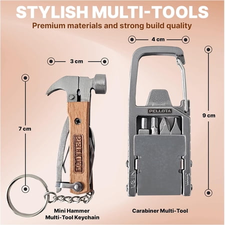 RGHJAR-Multi Tool Prizes [17-in-2] for Adults - Multi Tool for Men Multitool Small Hammer Small Tools Hammer Multitool Gifts for Men Dad Husband Camping Bottle opener retrieve card pin