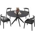 thumbnail image 4 of Demi Bonn 47.2" Solid Wood Round Dining Kitchen Table for 4 - 6 People - Intersecting Pedestal Base - Black, 4 of 5