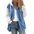 thumbnail image 2 of Baqcunre Women's Patchwork Long Sleeve Drawstring Hoodie Jacket with Zipper Pocket Women Clothing Womens Hoodies Zip Up Hoodie Women Womens Sweatshirt Sky Blue 5Xl, 2 of 8