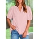 thumbnail image 4 of Blusa PRETTYGARDEN Mujer Cuello en V Manga Corta Abullonada Rosa, 4 of 8