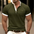thumbnail image 2 of Handshe Men's Short-Sleeve Beefy Muscle Solid Color Blouse Tee Shirt Basic Round-Neck Blouses T-Shirts, 2 of 6