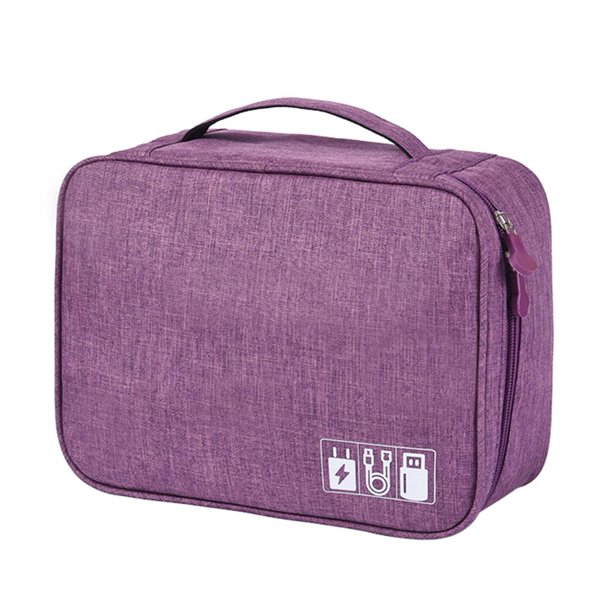 Organizador De Almacenamiento Bolsas de almacenamiento impermeables para cables de datos de viaje Gadget Wire Zip Packs (Púrpura)