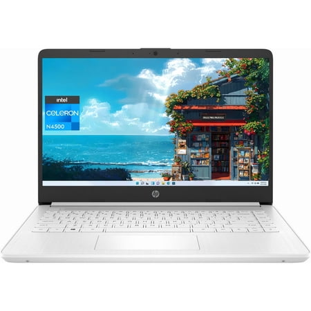 HP 14" Student Laptop, Intel Celeron N4500 processor, 4GB RAM, 64GB eMMC, Intel UHD Graphics, Wi-Fi 6, Bluetooth , 720p Webcam, Windows 11 Home in S Mode, Snowflake White
