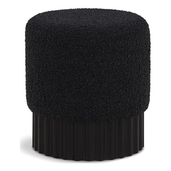 Pemberly Row Contemporary Boucle Fabric Ottoman/Stool in Black